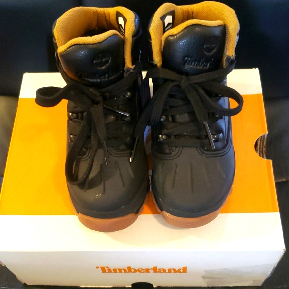 Timberland Kids Black and Tan Boots
